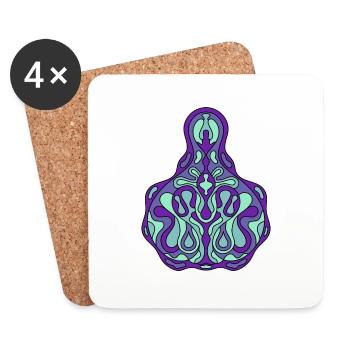 Art Nouveau inspired symmetrical abstract pattern - Coasters (set of 4) - white - Front