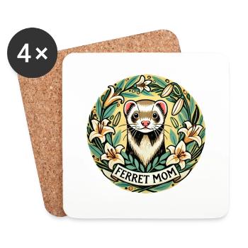 Ferret Mom - Coasters (set of 4) - white - Front