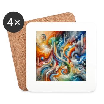Lively River - Abstract Painting - Coasters (set of 4) - white - Front