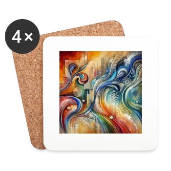 Vivid Fusion - Abstract Painting - Coasters (set of 4) - white - Front