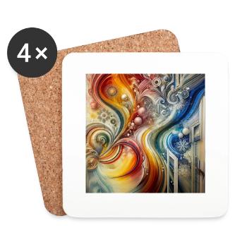 Aetheric Fusion - Abstract Painting - Coasters (set of 4) - white - Front