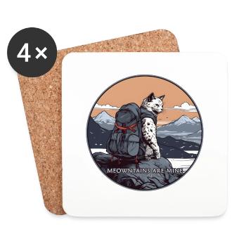 Ukiyo-e cat in the mountains Mountains are mine - Coasters (set of 4) - white - Front
