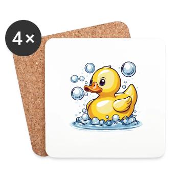 Summer Holiday Bathing Duck - Coasters (set of 4) - white - Front