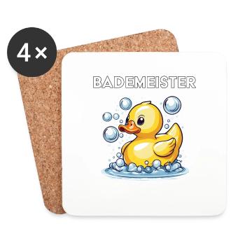 Piscine de vacances d’été de canard nageur sauveteur - Dessous de verre (lot de 4) - blanc - Devant