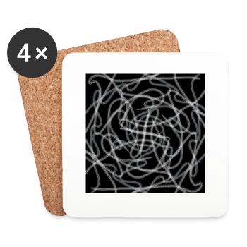 Black and White Abstract Design - Coasters (set of 4) - white - Front