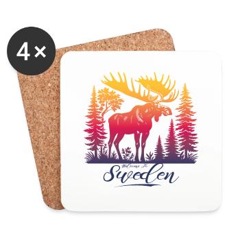 Suède Suède Viking Nordique Scandinavie Solstice d’été - Dessous de verre (lot de 4) - blanc - Devant