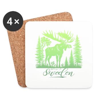 Suède Suède Viking Nordique Scandinavie Solstice d’été - Dessous de verre (lot de 4) - blanc - Devant
