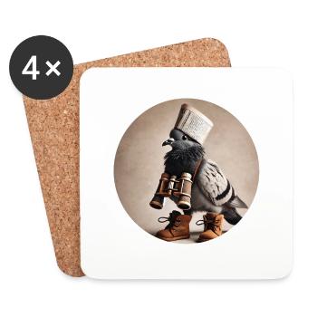 Pigeon as hunter - Coasters (set of 4) - white - Front