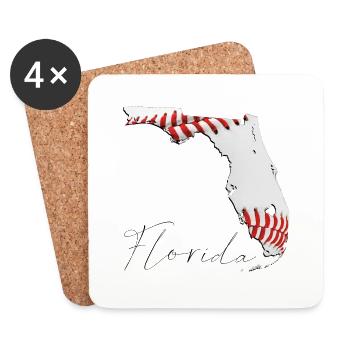 Real Baseball in Florida State Map FL - Coasters (set of 4) - white - Front