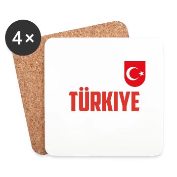 T-shirt Turquie Drapeau turc Jersey Turquie - Dessous de verre (lot de 4) - blanc - Devant