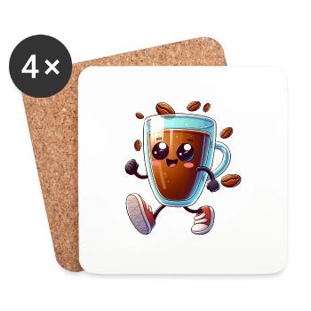 Cute Coffee Cup - Coasters (set of 4) - white - Front