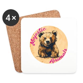 Majestic Animals: Niedliches Bärenjunges - Untersetzer (4er-Set) - Weiß - Vorne