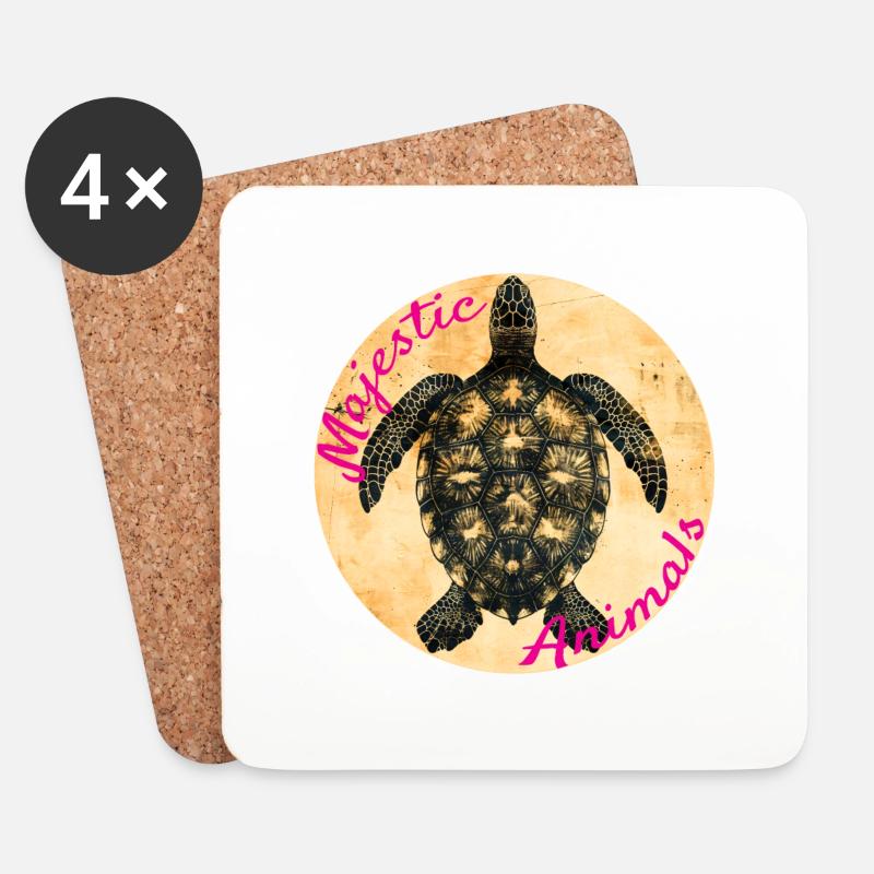 Majestic Animals: Weise Schildkröte - Untersetzer (4er-Set) - Weiß