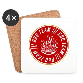 Barbecue d’équipe Grillades - Dessous de verre (lot de 4) - blanc - Devant