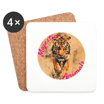 Majestic Animals: Stalking Tiger - Coasters (set of 4) - white - Front