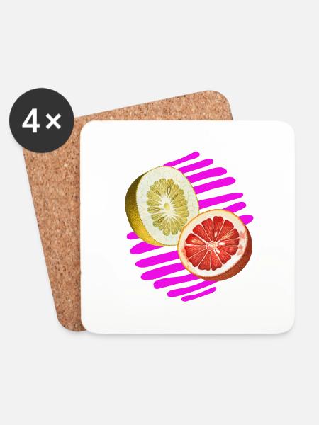 Zitrusfrüchte - Untersetzer (4er-Set) - Weiß