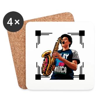 Pixel saxophone - Coasters (set of 4) - white - Front