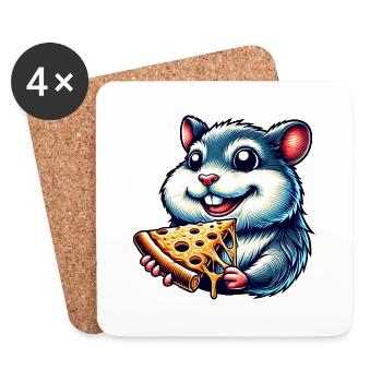 Hamster cochon d’Inde pizza amateur de restauration rapide - Dessous de verre (lot de 4) - blanc - Devant