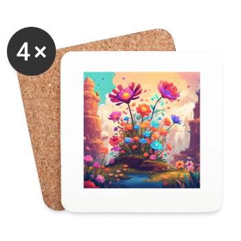 Flowers 3 - Untersetzer (4er-Set) - Weiß - Vorne
