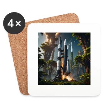 Rocket in Nature - Untersetzer (4er-Set) - Weiß - Vorne