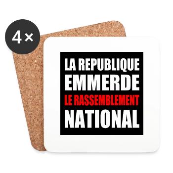 la republique emmerde le rassemblement national - Coasters (set of 4) - white - Front