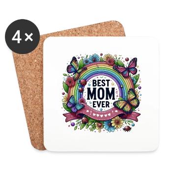 World's Best Mom Mom Mom Best Supermom - Coasters (set of 4) - white - Front