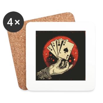 Poker Playing Cards Gambling Casino Art - Coasters (set of 4) - white - Front