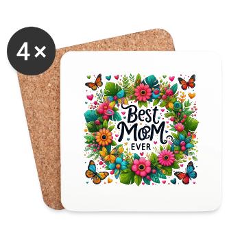 Die beste Mutter der Welt Mutter Mutter Beste Supermutter - Untersetzer (4er-Set) - Weiß - Vorne