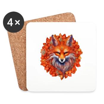 Renard roux - Dessous de verre (lot de 4) - blanc - Devant