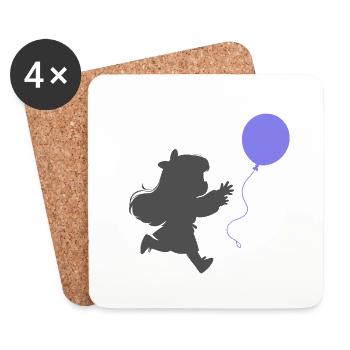 Fille avec un ballon - Dessous de verre (lot de 4) - blanc - Devant