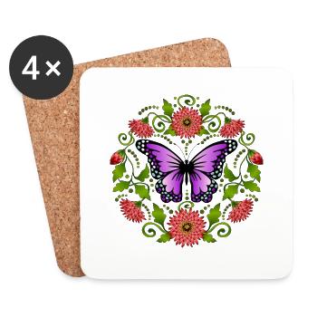 Papillon - Dessous de verre (lot de 4) - blanc - Devant