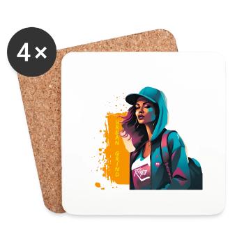 Urban Grind Girl - Untersetzer (4er-Set) - Weiß - Vorne