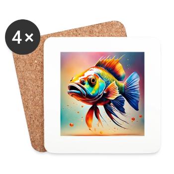 Fish colored - Coasters (set of 4) - white - Front
