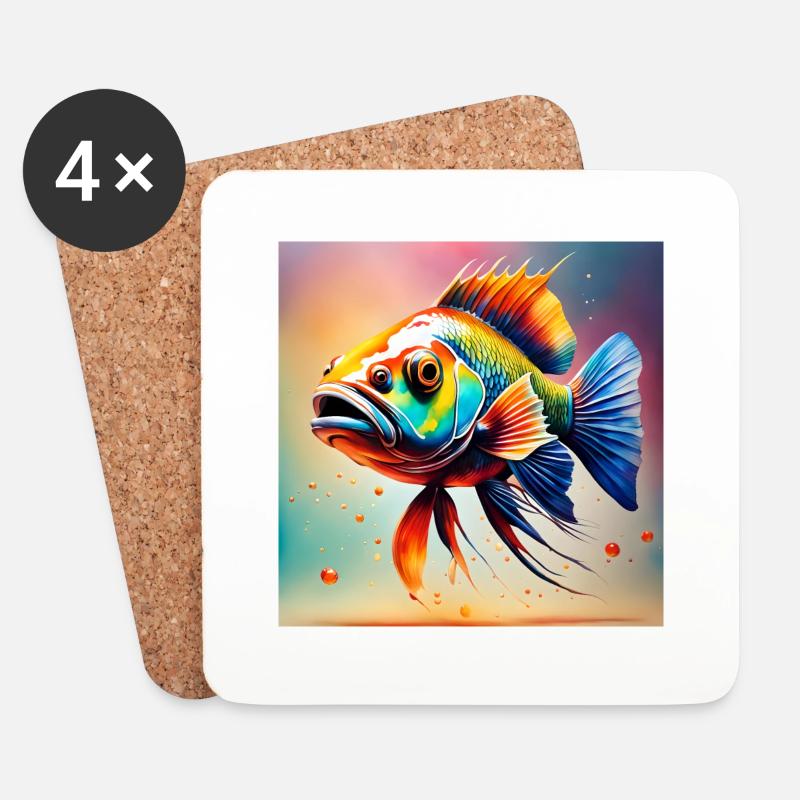 Fish colored - Coasters (set of 4) - white