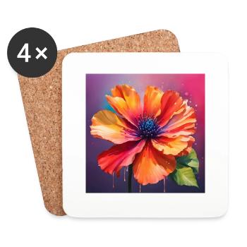 Fleur - Dessous de verre (lot de 4) - blanc - Devant