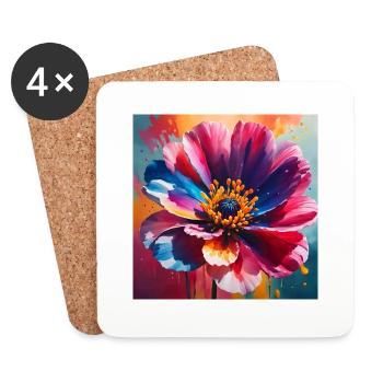 Blume - Untersetzer (4er-Set) - Weiß - Vorne
