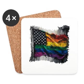 pride american rainbow flag - Untersetzer (4er-Set) - Weiß - Vorne
