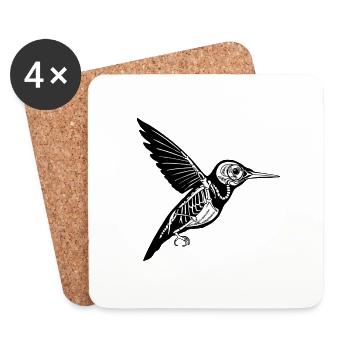Kolibri Skelett - Untersetzer (4er-Set) - Weiß - Vorne