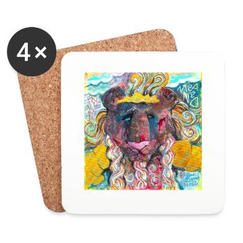 Warrior Lion - Coasters (set of 4) - white - Front