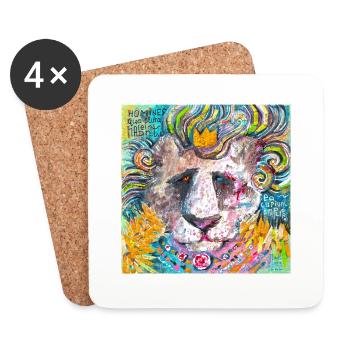 Smash Lion - Coasters (set of 4) - white - Front