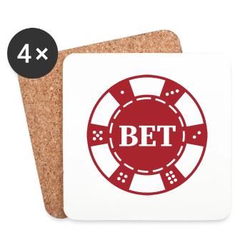"BET" Casino-Chip - Red Chip for Poker player - Coasters (set of 4) - white - Front