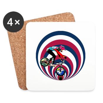 USA bmx - Dessous de verre (lot de 4) - blanc - Devant