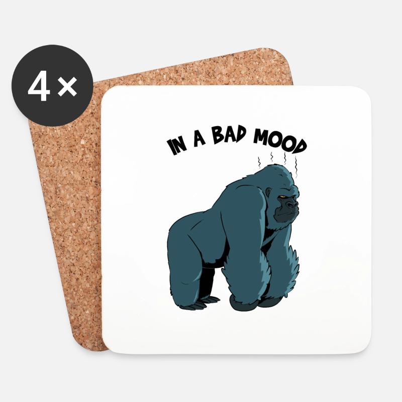 Moody Gorilla - Coasters (set of 4) - white