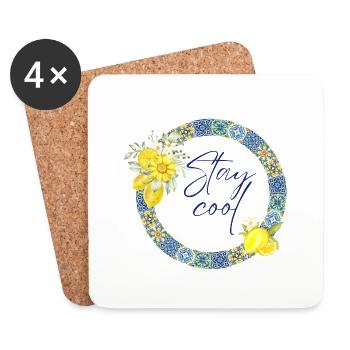 Stay Cool in Summer | Summer Mediterranean Floral - Coasters (set of 4) - white - Front
