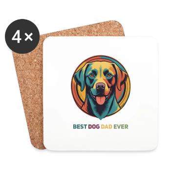 Vintage Hund bester Hundebesitzer - Untersetzer (4er-Set) - Weiß - Vorne