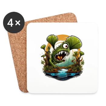 Wild angry carnivorous plant - Coasters (set of 4) - white - Front