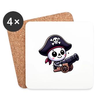 Trésor De Squelette - Crâne Pirate - Dessous de verre (lot de 4) - blanc - Devant