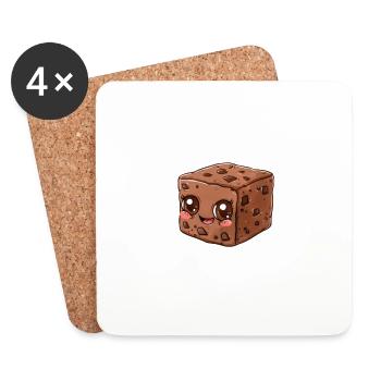 Cute Brownie Character in Cartoon Style - Coasters (set of 4) - white - Front