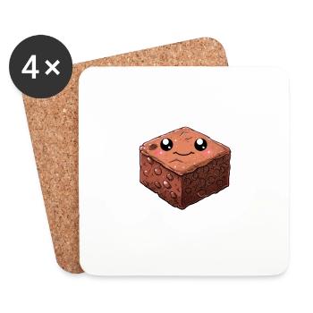Cute Brownie Character in Cartoon Style - Coasters (set of 4) - white - Front