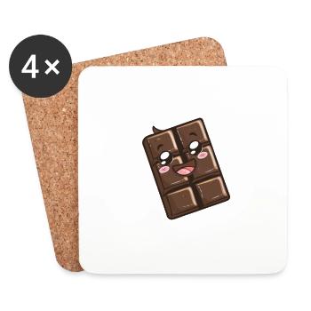 Carré de chocolat souriant - Happy Dessert - Dessous de verre (lot de 4) - blanc - Devant